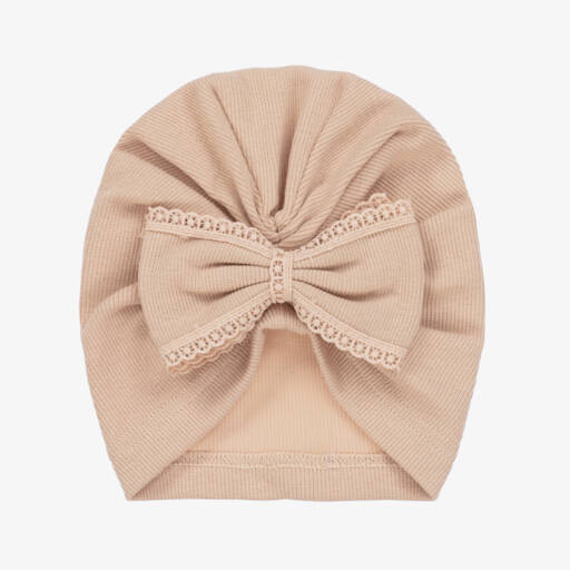 Jamiks-Girls Beige Cotton Bow Turban | Childrensalon Outlet
