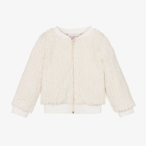 Jamiks-Girls Cream Fluffy Zip Jacket | Childrensalon Outlet
