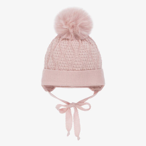 Jamiks-Girls Pink Bamboo Pom-Pom Beanie | Childrensalon Outlet
