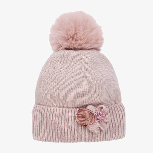 Jamiks-Girls Pink Flower Pom-Pom Hat | Childrensalon Outlet