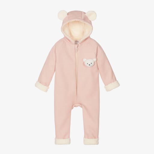 Jamiks-Girls Soft Pink Teddy Pramsuit | Childrensalon Outlet