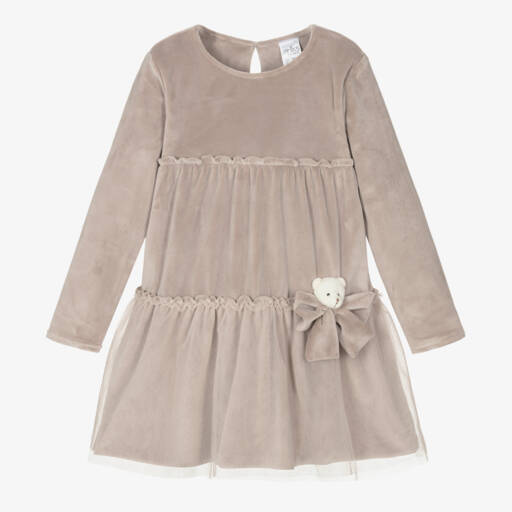 Jamiks-Girls Taupe Velvet Dress | Childrensalon Outlet
