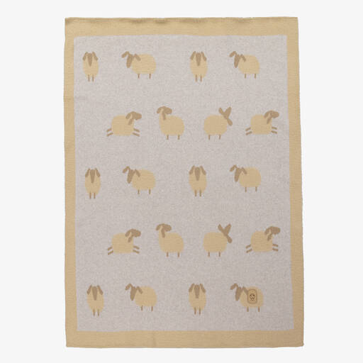Jamiks-Grey & Beige Cotton Sheep Blanket (90cm) | Childrensalon Outlet