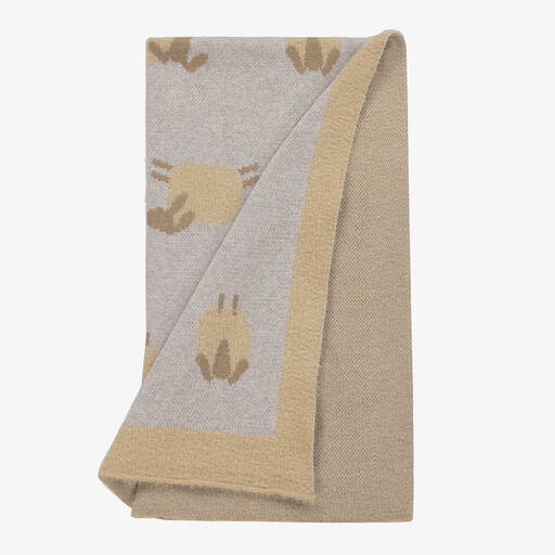 Jamiks-Grey & Beige Cotton Sheep Blanket (90cm) | Childrensalon Outlet