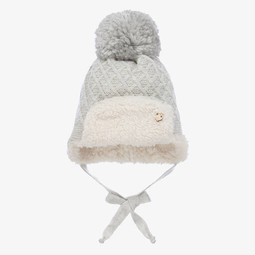 Jamiks-Graue Strick- & Sherpa-Bommelmütze | Childrensalon Outlet