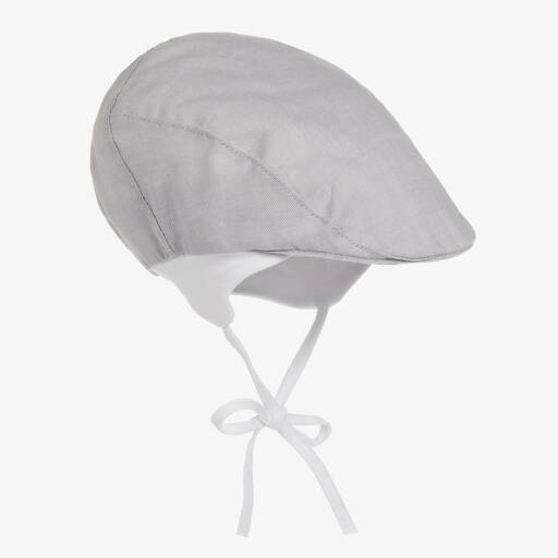 Jamiks-Grey Organic Cotton Baby Flat Cap | Childrensalon Outlet