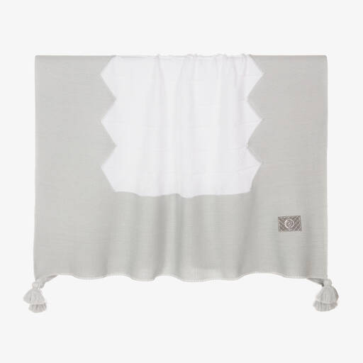 Jamiks-Grey & White Knitted Blanket (100cm) | Childrensalon Outlet