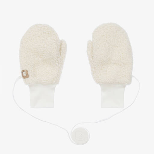 Jamiks-Ivory Bouclé Fleece Mittens | Childrensalon Outlet