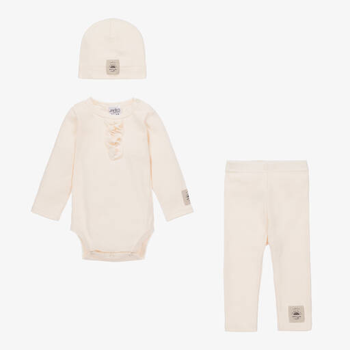 Jamiks-Ivory Cotton Babysuit Set | Childrensalon Outlet