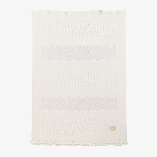 Jamiks-Ivory Cotton Knitted Blanket (100cm) | Childrensalon Outlet