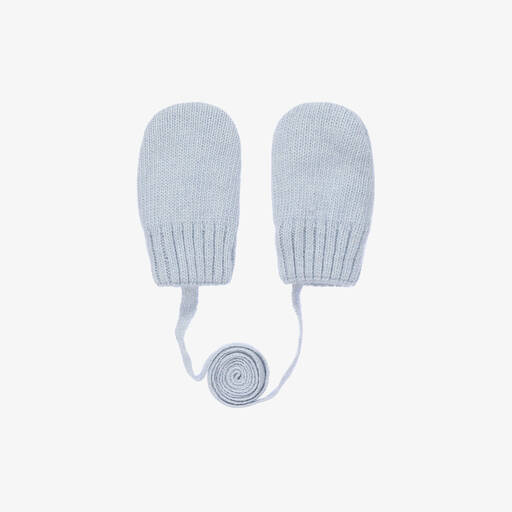 Jamiks-Pale Blue Knitted Baby Mittens | Childrensalon Outlet