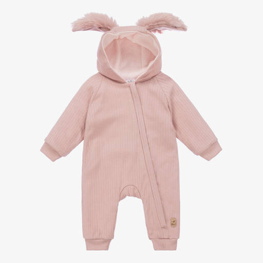 Jamiks-Pink Jersey Bunny Ears Pramsuit | Childrensalon Outlet