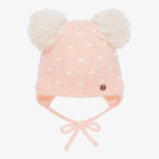 Jamiks-Pink Polka Dot Faux Fur Pom-Pom Hat | Childrensalon Outlet