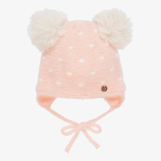 Jamiks-Pink Polka Dot Faux Fur Pom-Pom Hat | Childrensalon Outlet