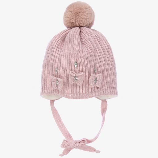 Jamiks-Pink Wool Pom-Pom Hat | Childrensalon Outlet