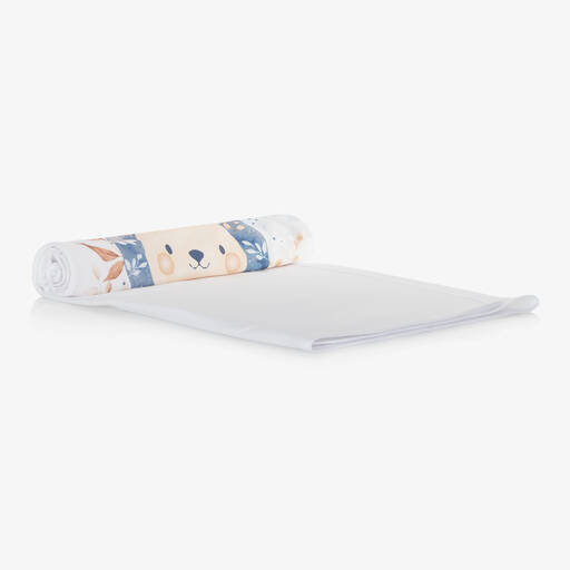Jamiks-White Lion Print Cotton Swaddle (85cm) | Childrensalon Outlet