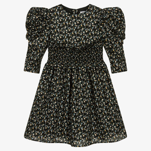 Jessie and James London-Black Floral Lyocell Dress | Childrensalon Outlet