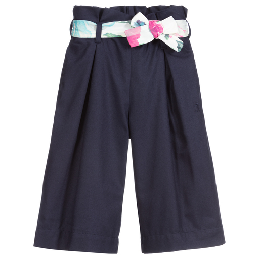 Jessie and James London-Blue Floral Belted Culottes | Childrensalon Outlet