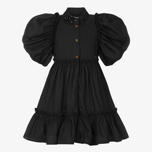 Jessie and James London-Robe coton noir à manches ballons | Childrensalon Outlet