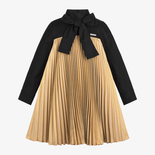Jessie and James London-Girls Black & Gold Twirl Dress | Childrensalon Outlet