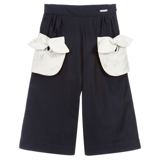 Jessie and James London-Girls Blue Cotton Trousers | Childrensalon Outlet