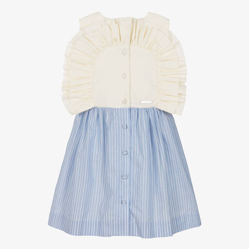 Jessie and James London-Girls Ivory & Blue Stripe Cotton Dress | Childrensalon Outlet