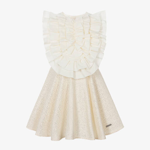 Jessie and James London-Кремовое хлопковое с серебристыми блестками для девочек | Childrensalon Outlet