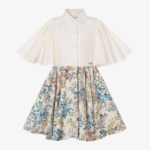 Jessie and James London-Girls Ivory Floral Jacquard Dress | Childrensalon Outlet