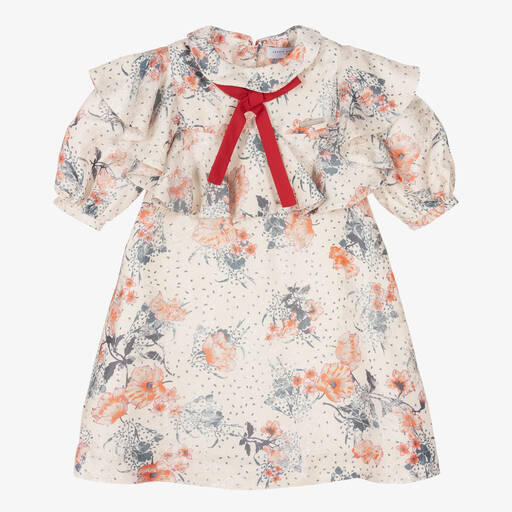 Jessie and James London-Girls Ivory Floral Ruffle Dress | Childrensalon Outlet
