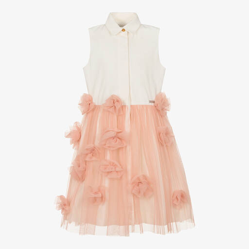 Jessie and James London-Girls Ivory & Pink Flower Dress | Childrensalon Outlet