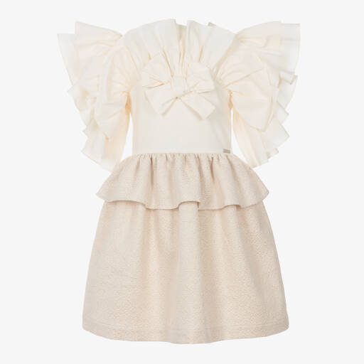 Jessie and James London-Girls Ivory & Pink Ruffle Dress | Childrensalon Outlet