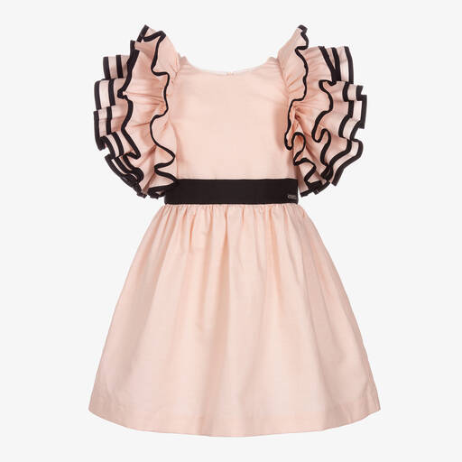 Jessie and James London-Girls Pink Ruffle Sleeve Dress | Childrensalon Outlet