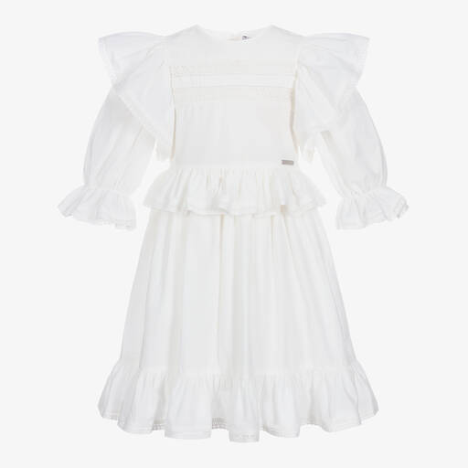 Jessie and James London-Girls White Embroidered Cotton Dress | Childrensalon Outlet
