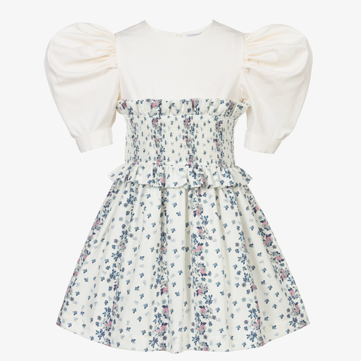 Jessie and James London-Ivory & Blue Floral Dress | Childrensalon Outlet