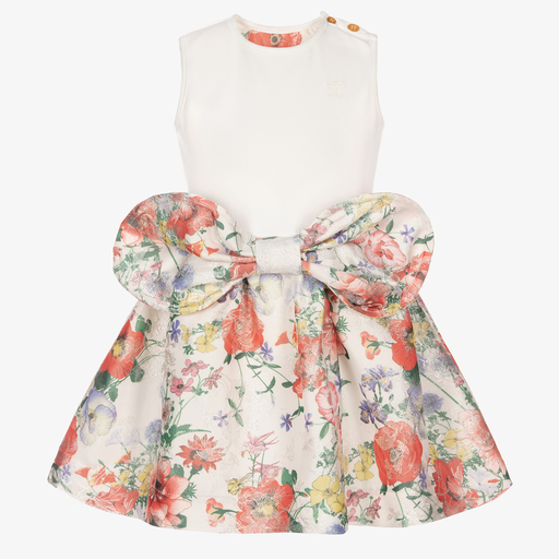 Jessie and James London-Ivory Floral Jacquard Dress | Childrensalon Outlet