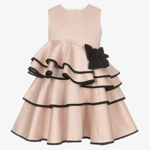 Jessie and James London-Metallic Pink Jacquard Dress | Childrensalon Outlet