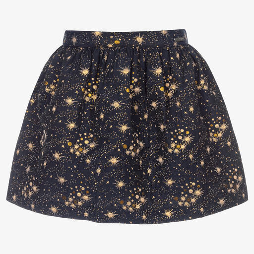 Jessie and James London-Navy Blue & Gold Cosmic Skirt | Childrensalon Outlet