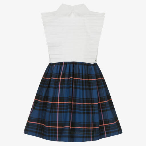 Jessie and James London-Off-White & Blue Tartan Dress | Childrensalon Outlet