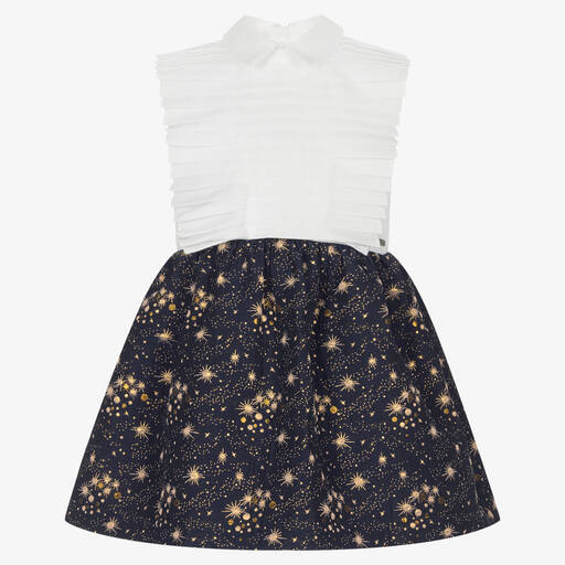 Jessie and James London-Off-White & Navy Blue Dress | Childrensalon Outlet