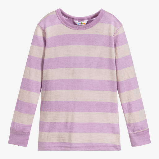 Joha-Purple & Grey Thermal Wool Top | Childrensalon Outlet
