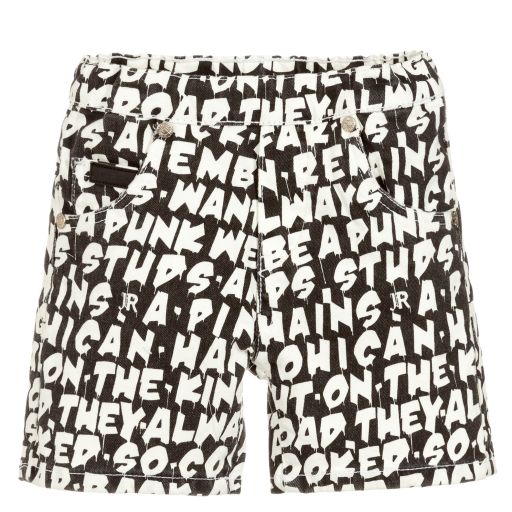 John Richmond JR-Boys Black Denim Logo Shorts | Childrensalon Outlet