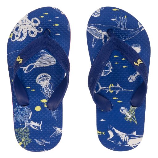 Joules-Blaue Flip-Flops mit Meerestieren | Childrensalon Outlet