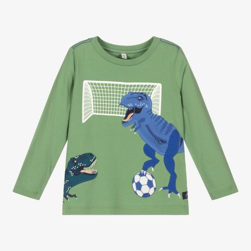 Joules-Boys Green Cotton Dino Top | Childrensalon Outlet