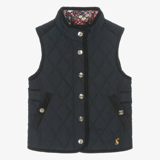 Joules-Girls Navy Blue Quilted Gilet | Childrensalon Outlet