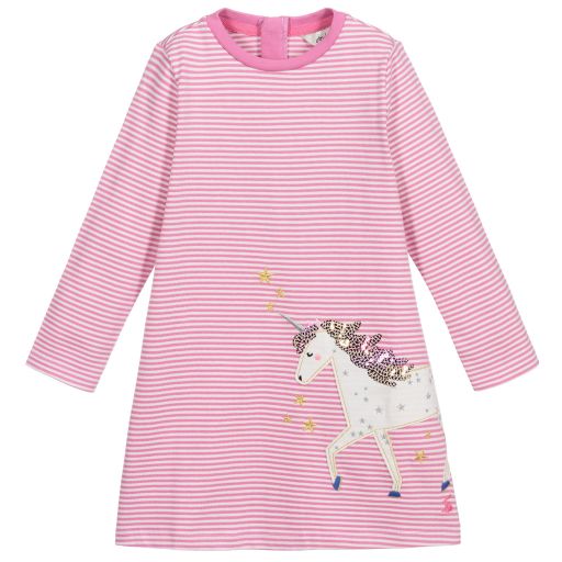Joules-Robe rayée rose Licorne | Childrensalon Outlet