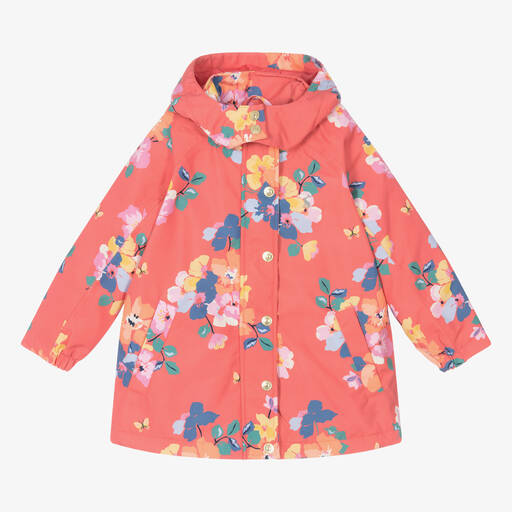 Joules-Girls Red Floral Hooded Coat | Childrensalon Outlet