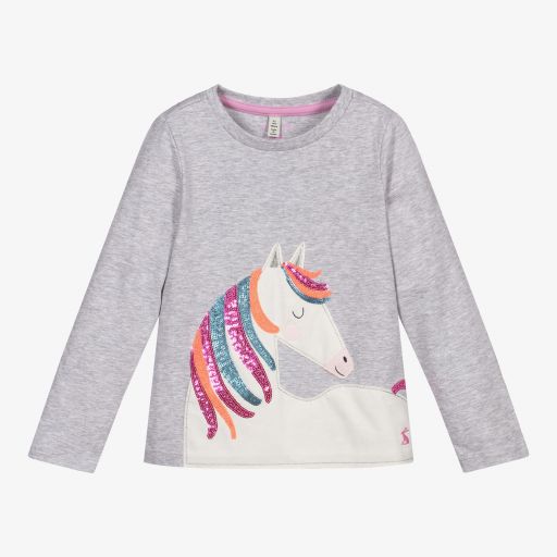 Joules-Graues Pferdeoberteil mit Pailletten | Childrensalon Outlet