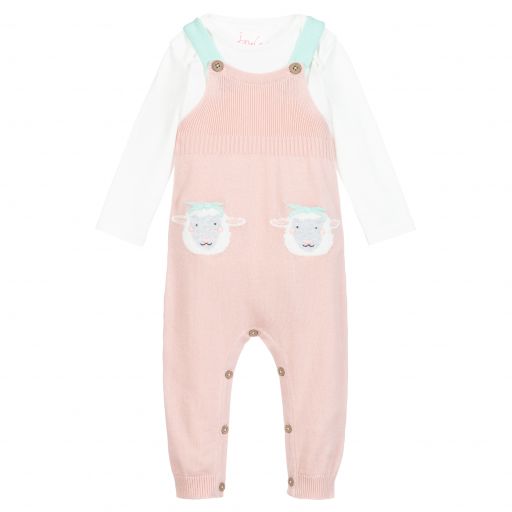 Joules-Pink Knitted Dungaree Set | Childrensalon Outlet