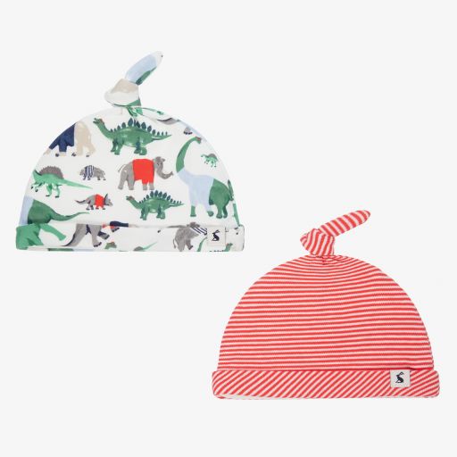 Joules-قبعة قطن عضوي لون أحمر وعاجي للمواليد (عدد 2) | Childrensalon Outlet