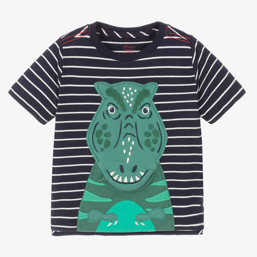 Joules-Stripe T-Rex Cotton T-Shirt | Childrensalon Outlet